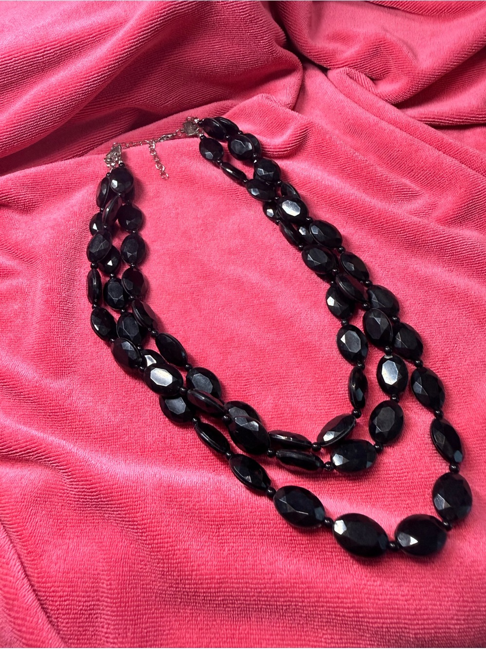 Elegant Black Faceted Multi-Strand Necklace - Unbranded